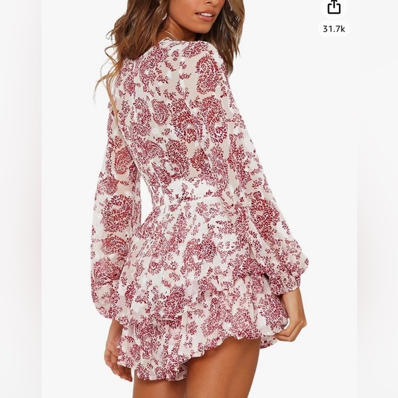 Black & white floral long sleeve romper, size large - Picture 5 of 6